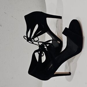 Antonio Melani Black Leather Suede  Dressy High Heels Size 7M